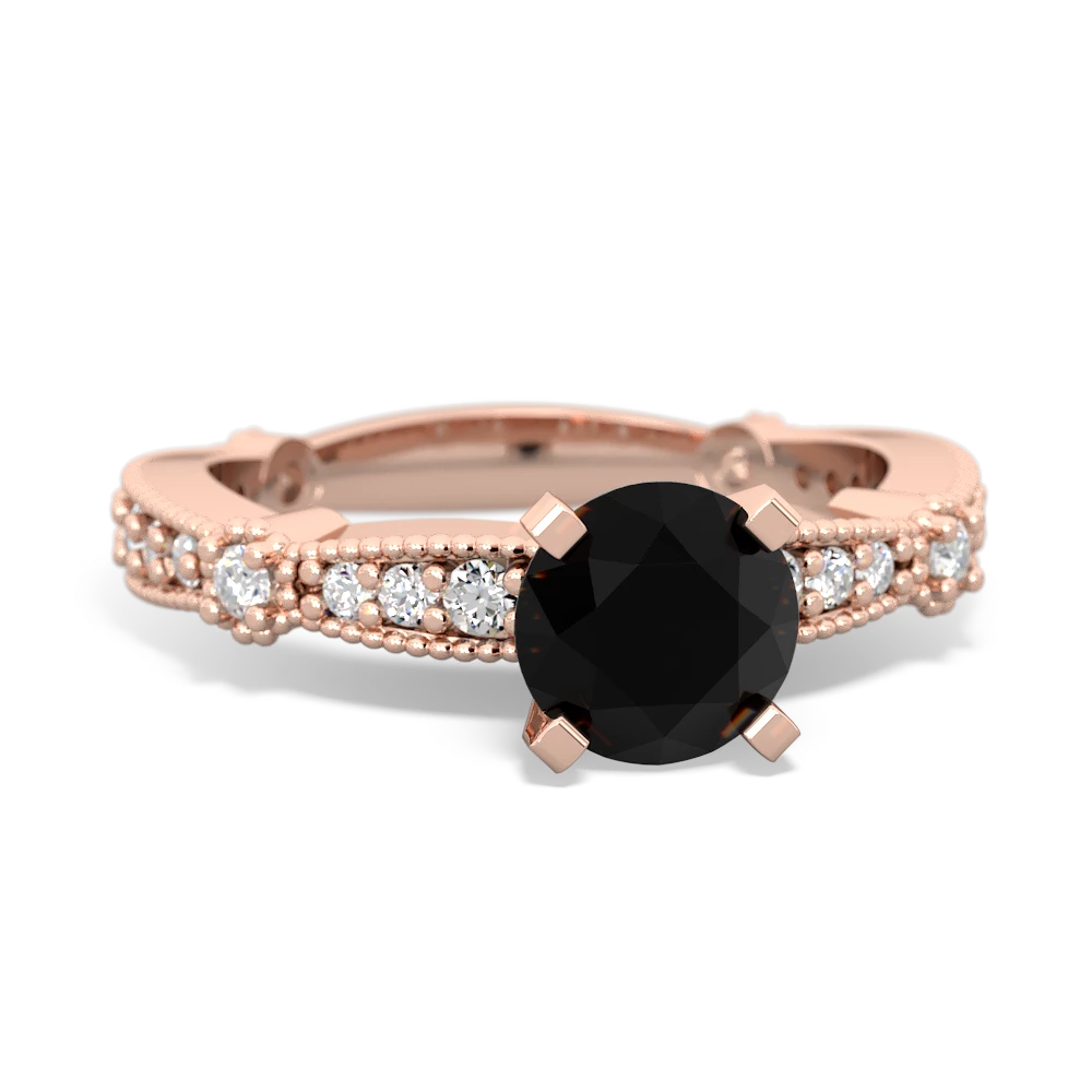 Onyx Sparkling Tiara 6Mm Round 14K Rose Gold ring R26296RD