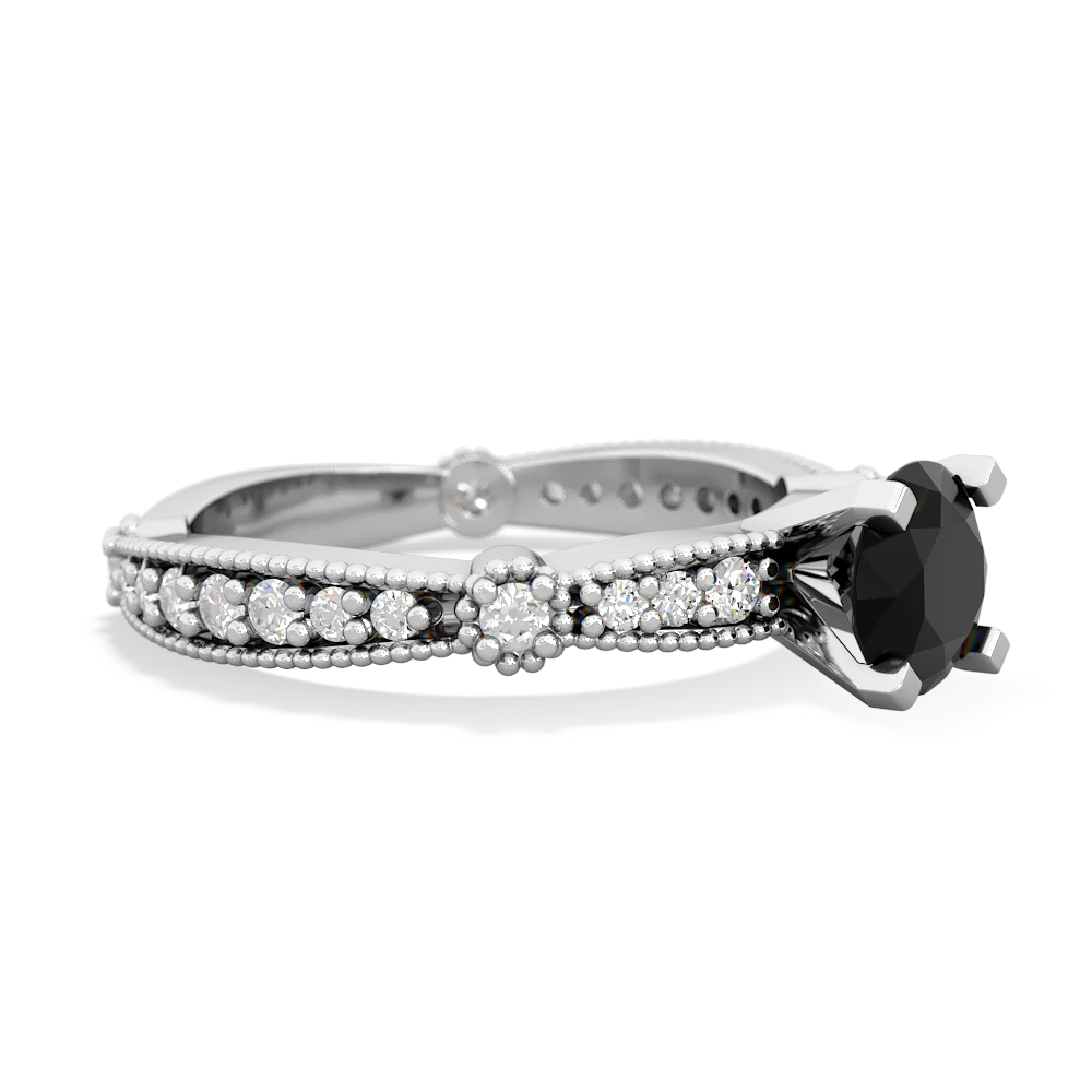 Onyx Sparkling Tiara 6Mm Round 14K White Gold ring R26296RD