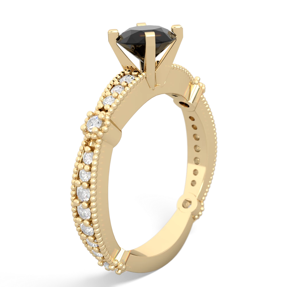 Onyx Sparkling Tiara 6Mm Round 14K Yellow Gold ring R26296RD