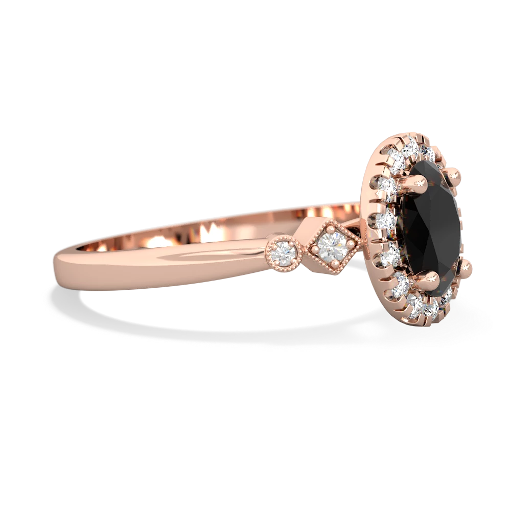Onyx Antique-Style Halo 14K Rose Gold ring R5720