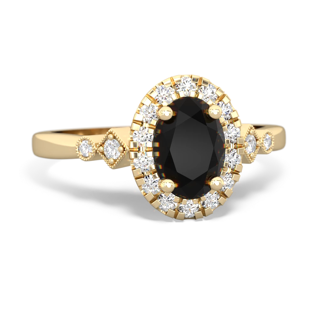 Onyx Antique-Style Halo 14K Yellow Gold ring R5720