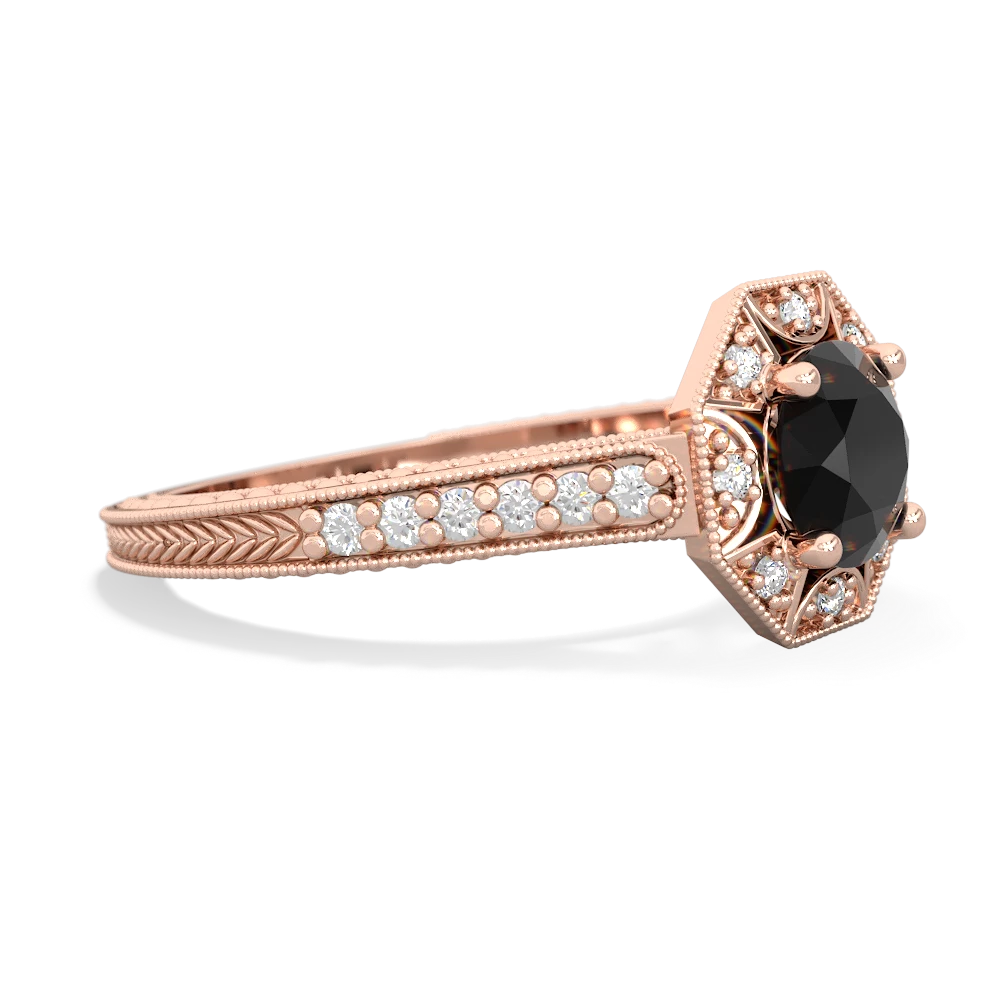 Onyx Art-Deco Starburst 14K Rose Gold ring R5520