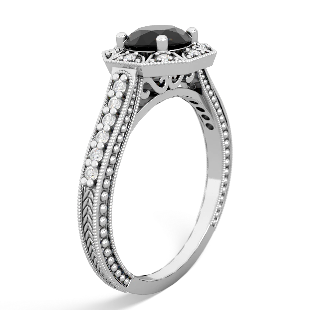 Onyx Art-Deco Starburst 14K White Gold ring R5520
