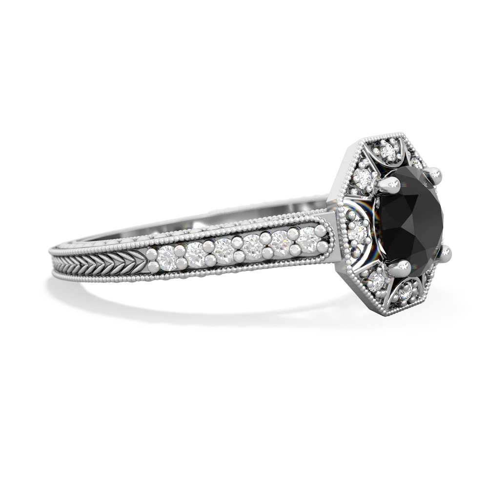 Onyx Art-Deco Starburst 14K White Gold ring R5520