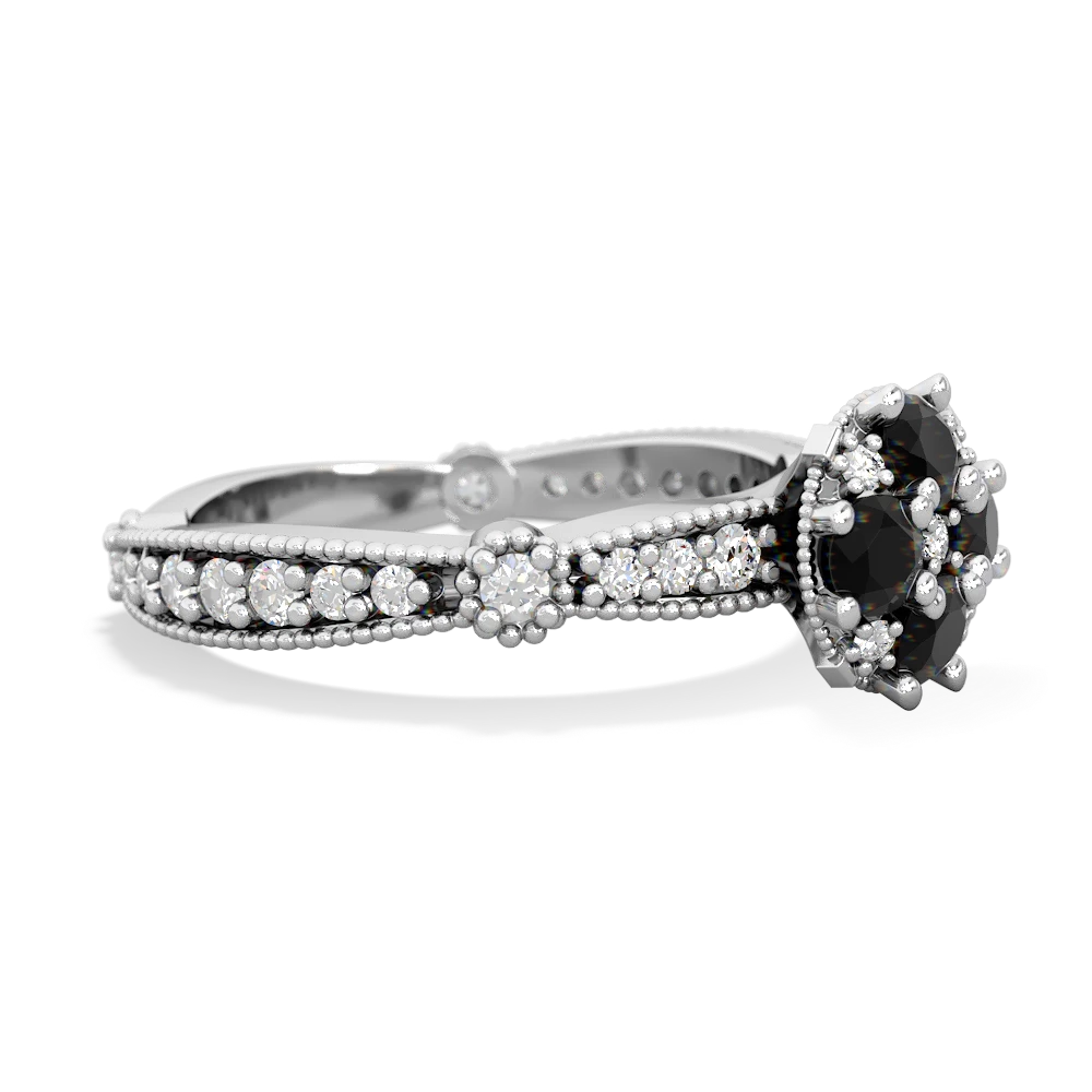 Onyx Sparkling Tiara Cluster 14K White Gold ring R26293RD