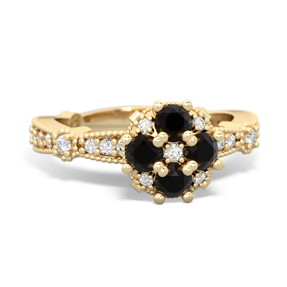 Onyx Sparkling Tiara Cluster 14K Yellow Gold ring R26293RD