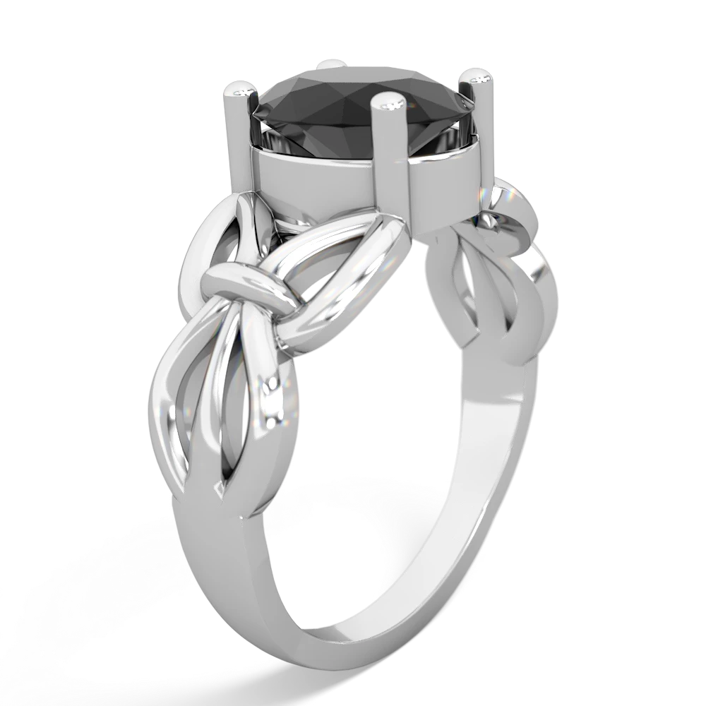 Onyx Celtic Knot Cocktail 14K White Gold ring R2377