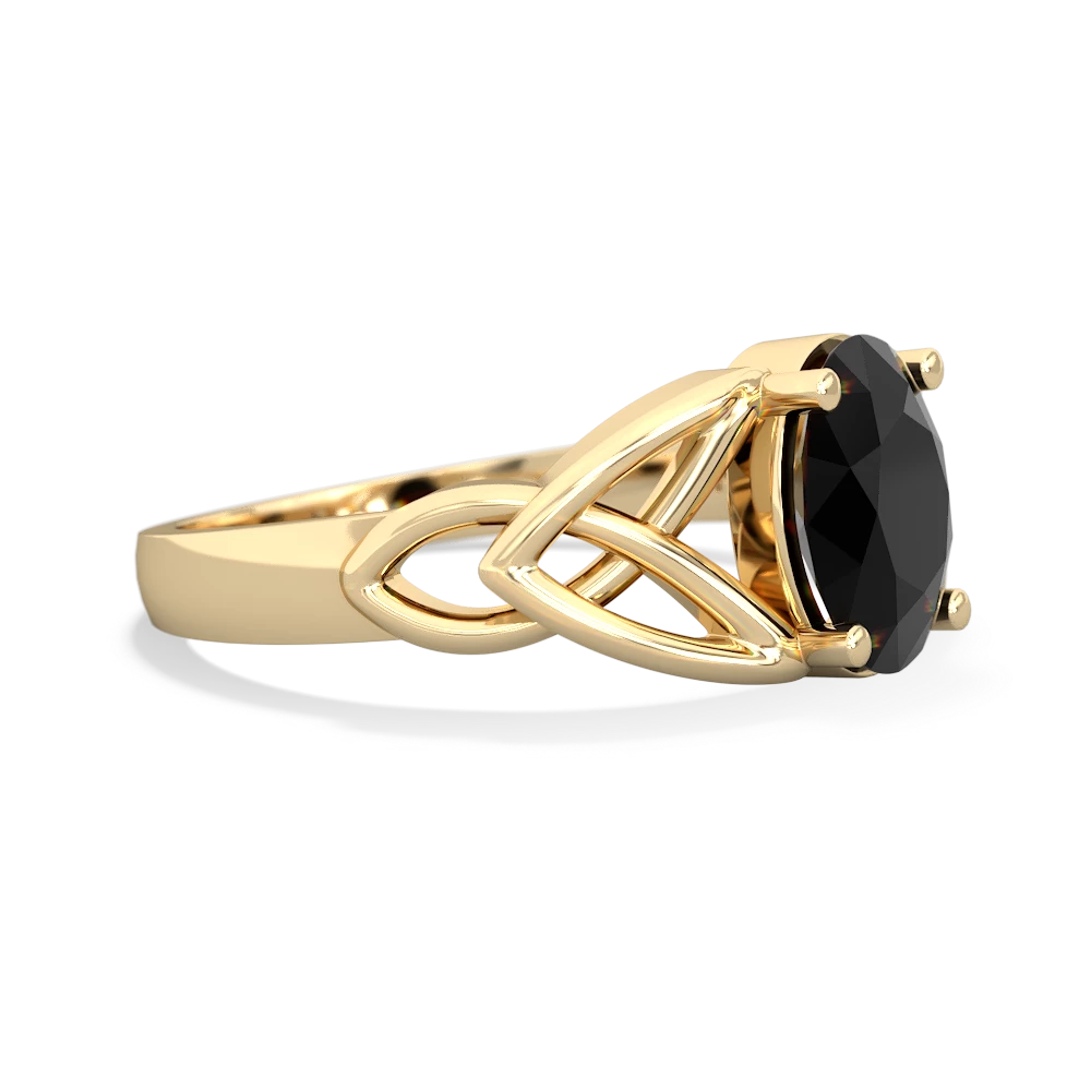 Onyx Celtic Trinity Knot 14K Yellow Gold ring R2389