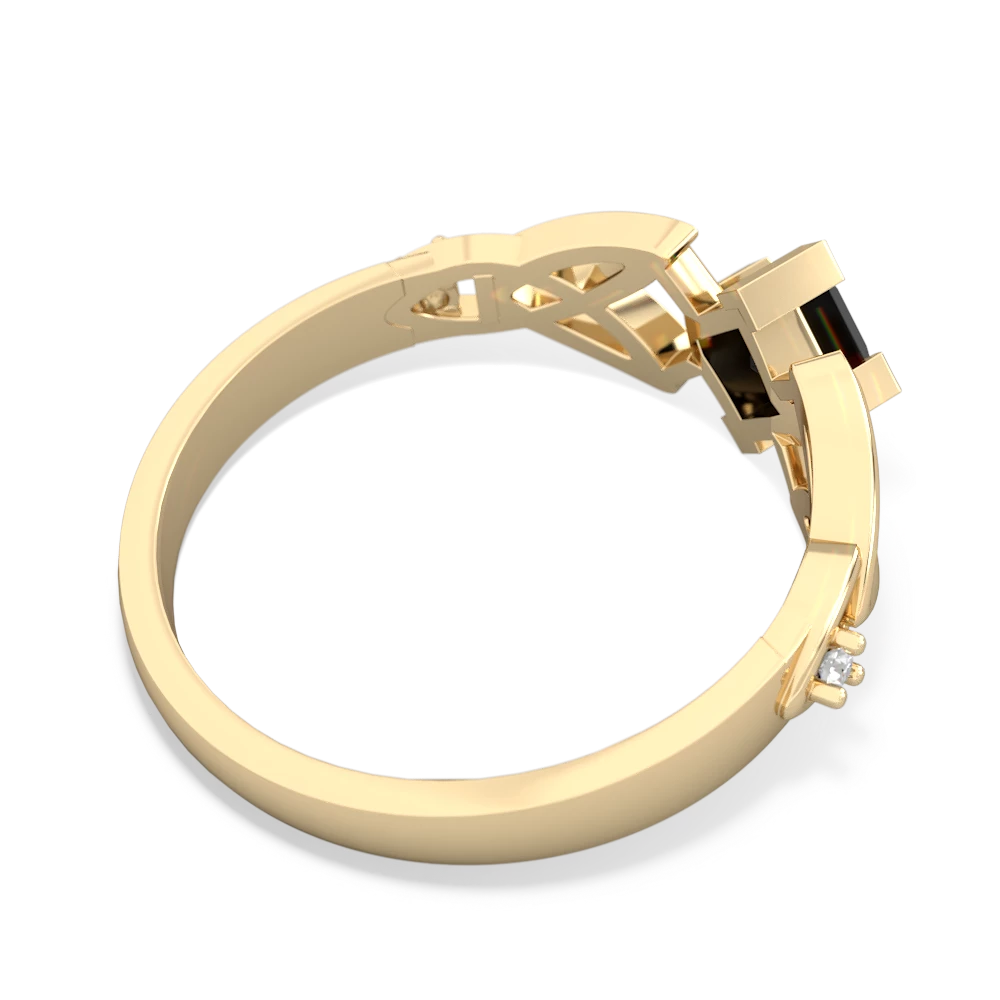 Black Onyx Celtic Trinity Knot 14K Yellow Gold ring R3349