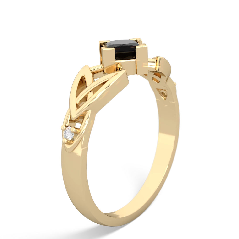 Onyx Celtic Knot Princess 14K Yellow Gold ring R3349