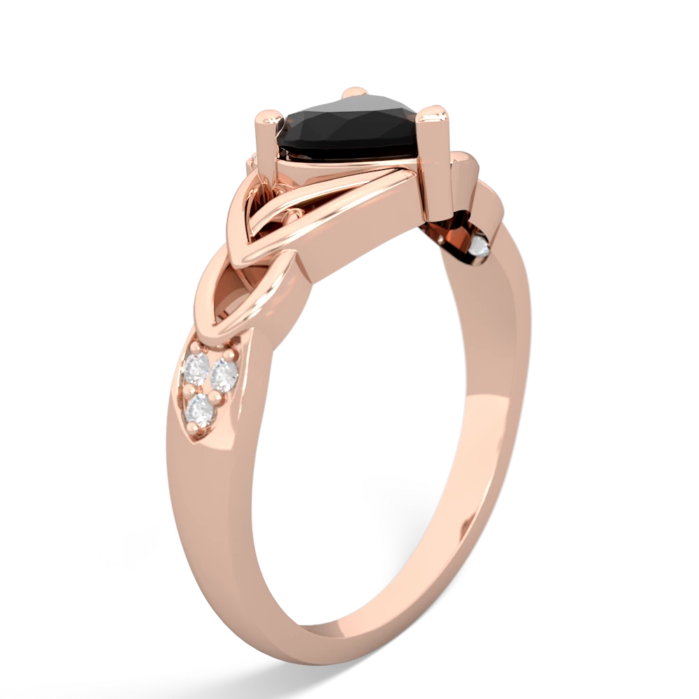 Onyx Claddagh Celtic Knot Diamond 14K Rose Gold ring R5001