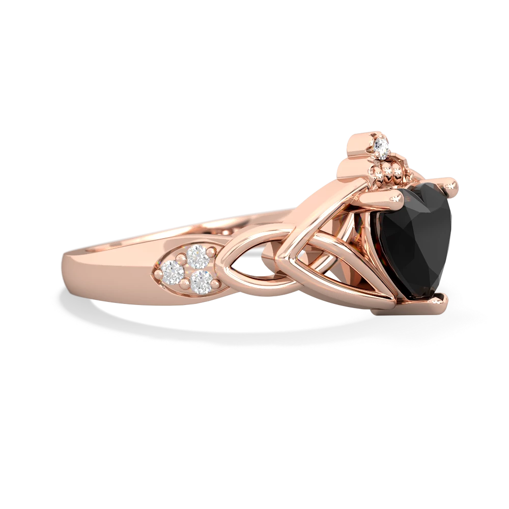 Onyx Claddagh Celtic Knot Diamond 14K Rose Gold ring R5001