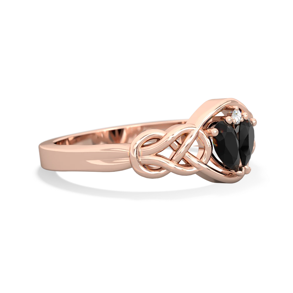 Onyx Celtic Love Knot 14K Rose Gold ring R5420