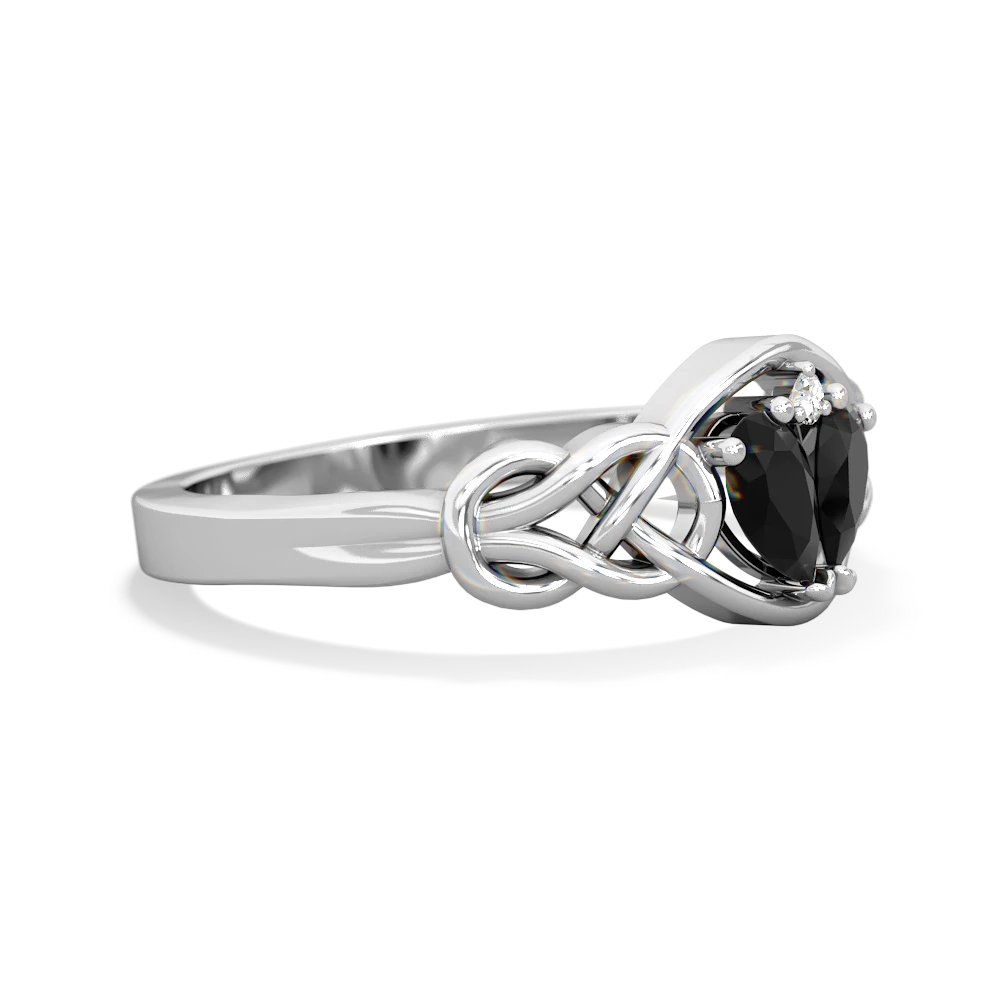 Onyx Celtic Love Knot 14K White Gold ring R5420