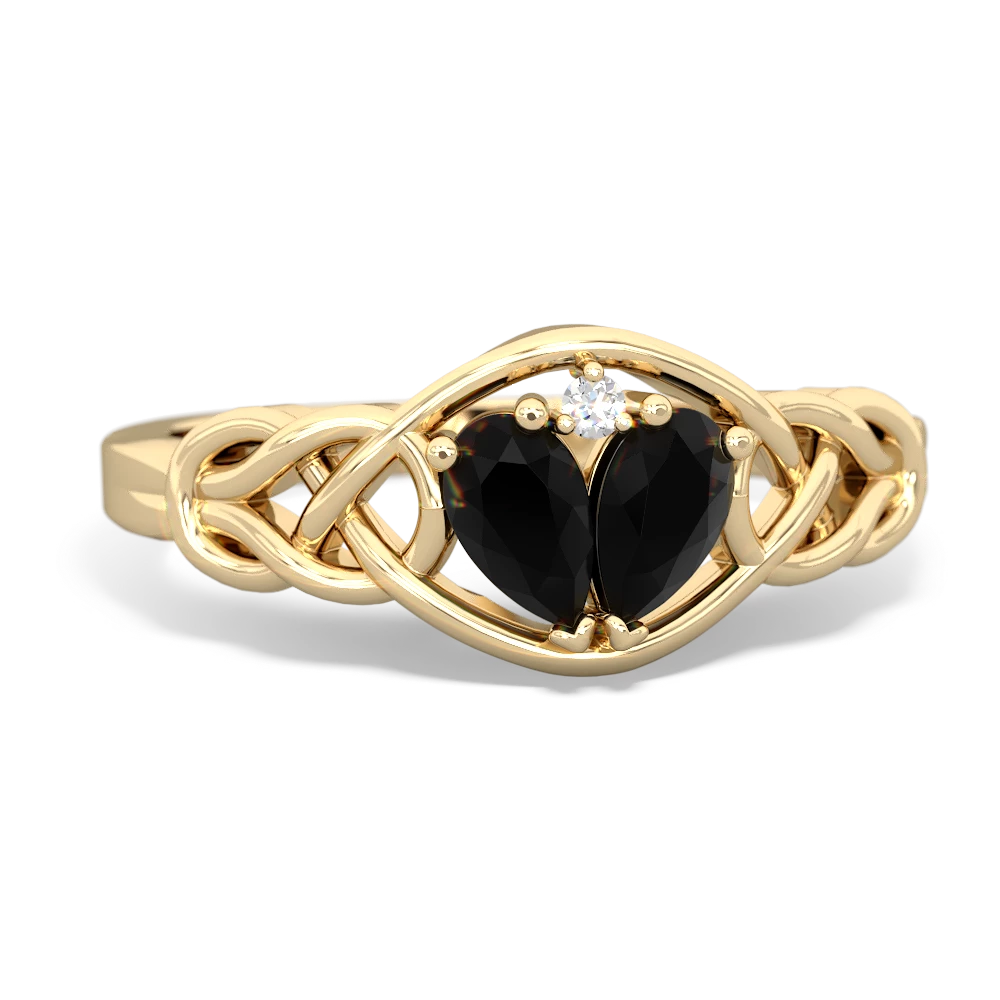 Onyx Celtic Love Knot 14K Yellow Gold ring R5420