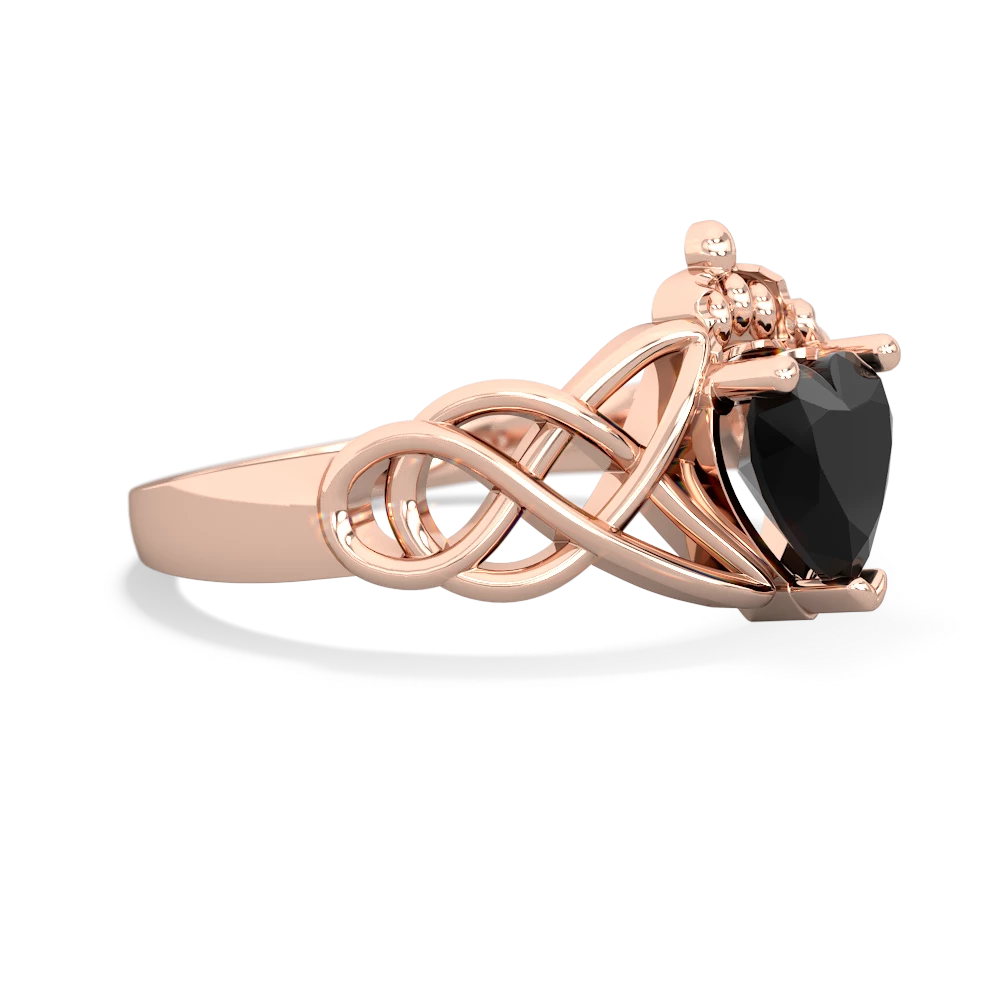 Onyx Claddagh Celtic Knot 14K Rose Gold ring R2367