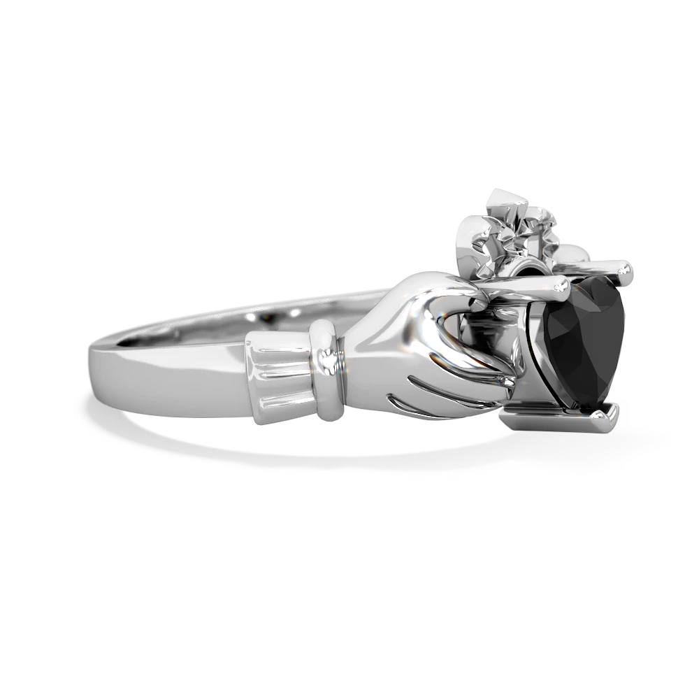 Onyx Claddagh 14K White Gold ring R2370