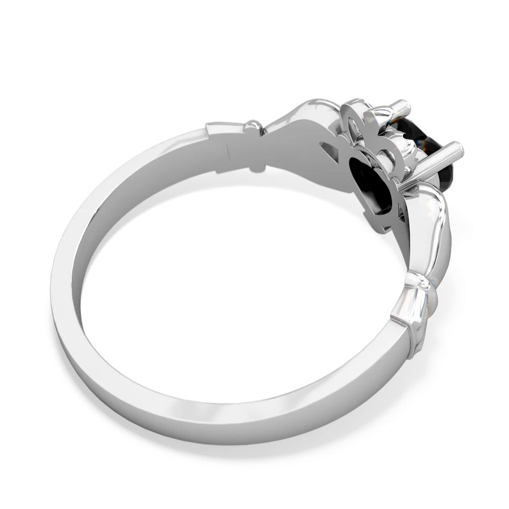 Onyx Claddagh 14K White Gold ring R2370