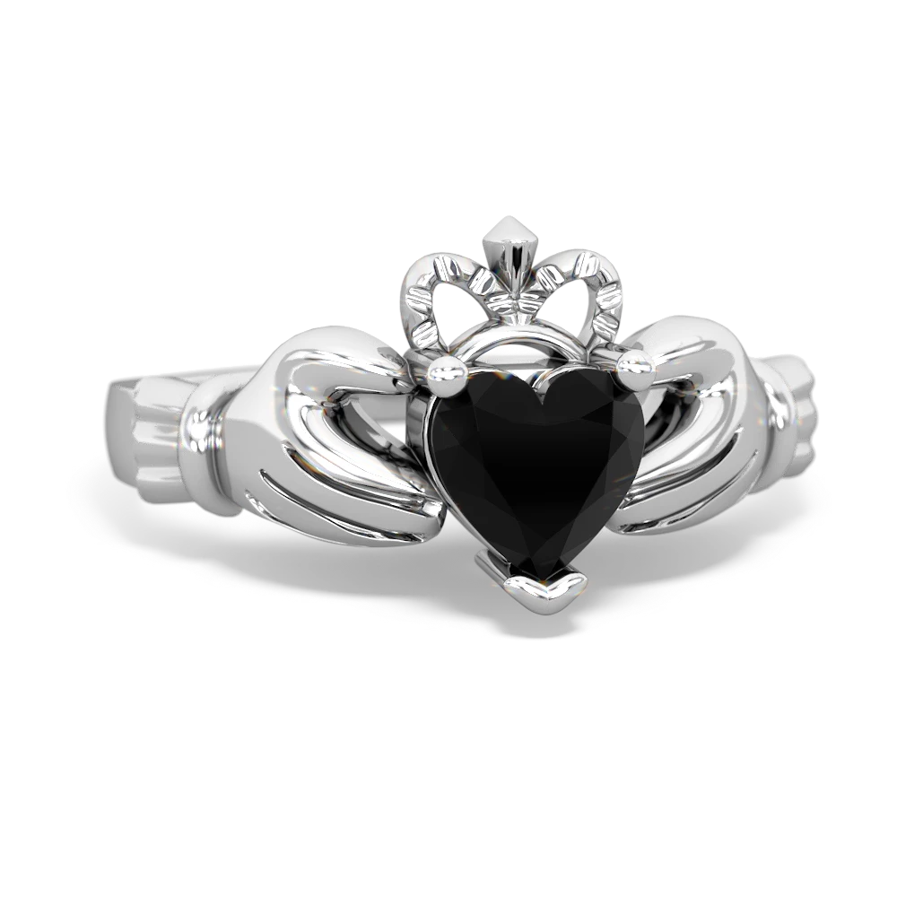 Onyx Claddagh 14K White Gold ring R2370