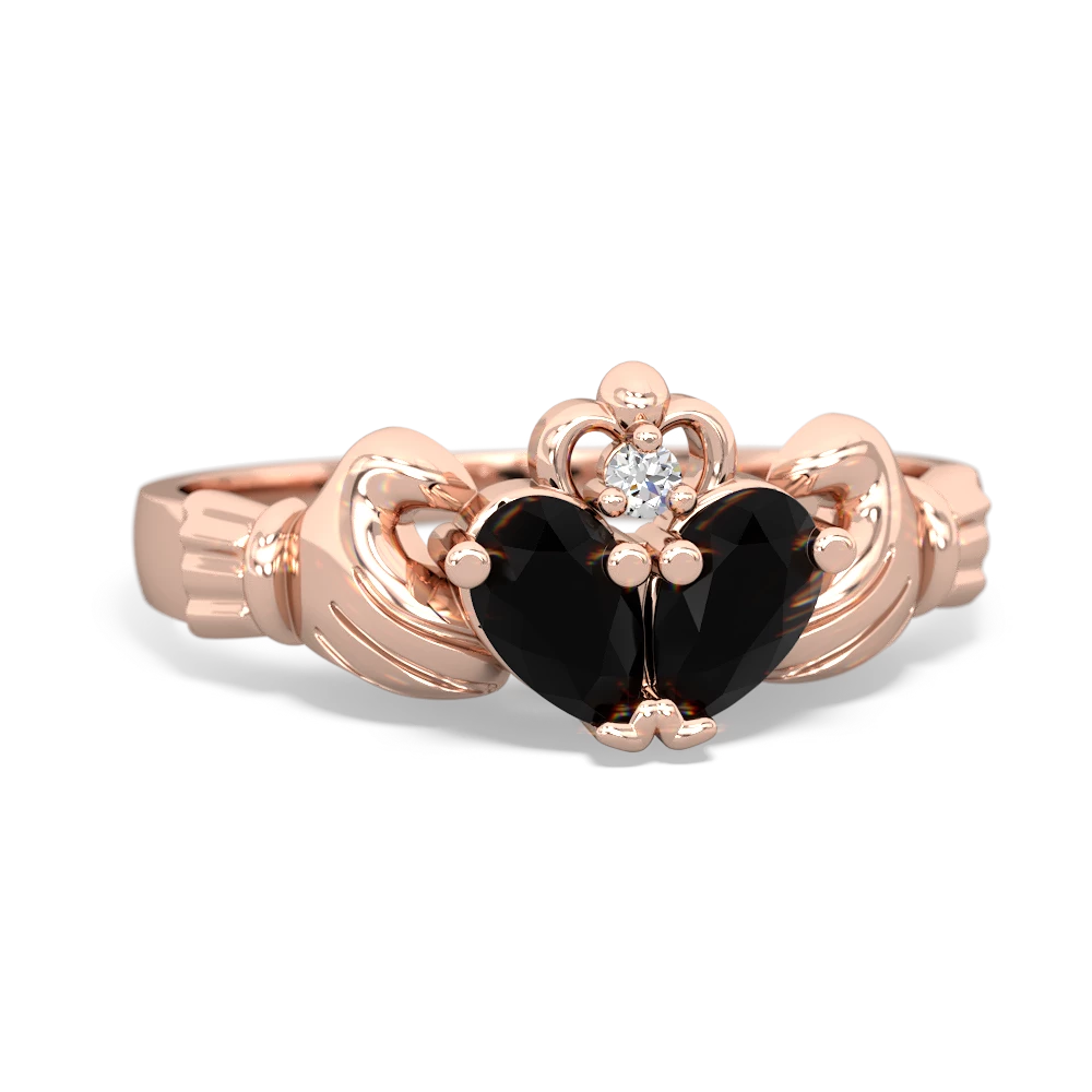 Onyx 'Our Heart' Claddagh 14K Rose Gold ring R2388