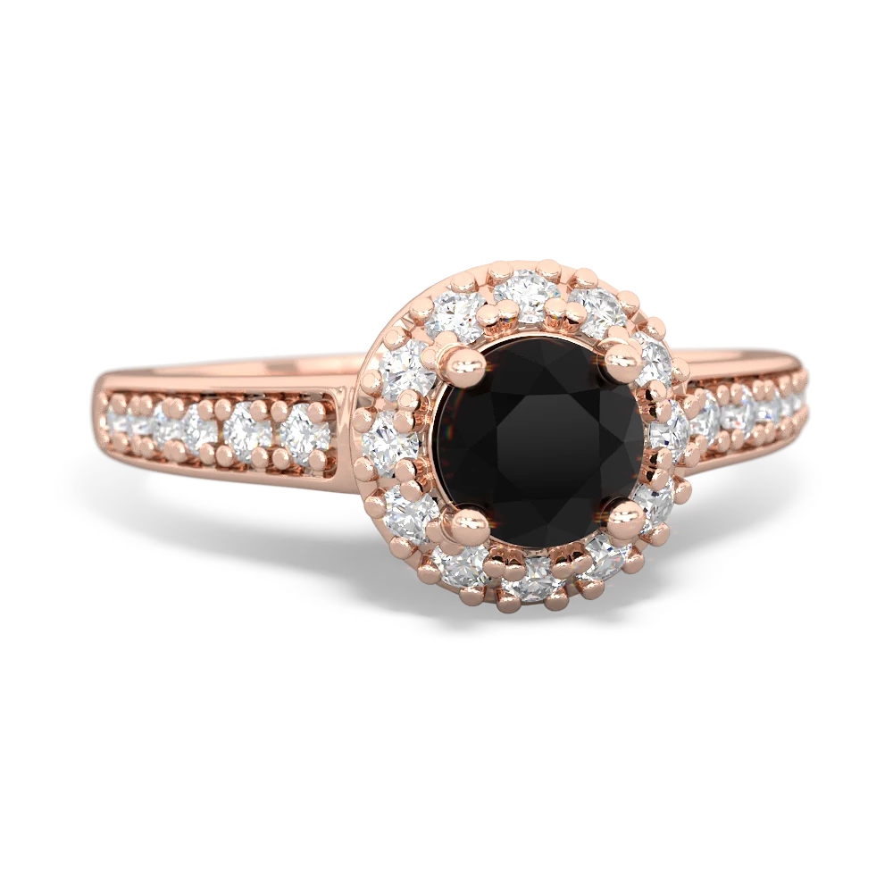 Onyx Diamond Halo 14K Rose Gold ring R5370