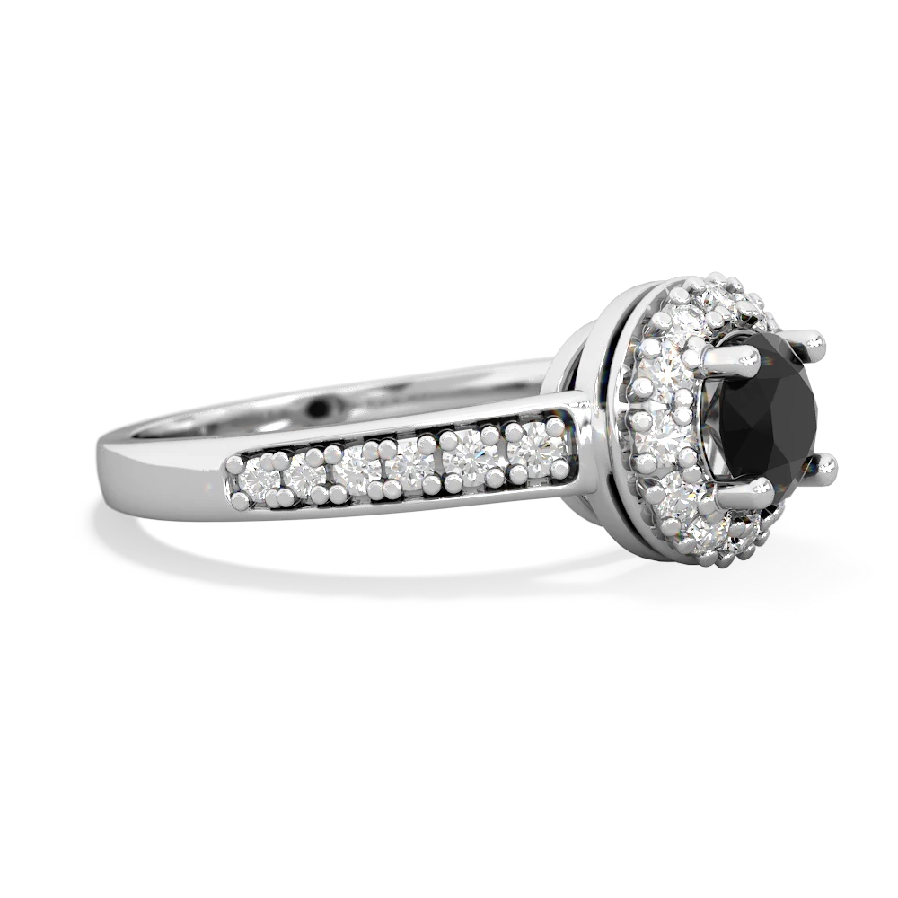 Onyx Diamond Halo 14K White Gold ring R5370