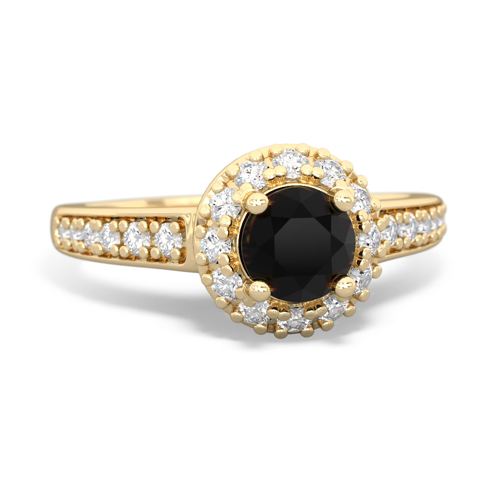 Onyx Diamond Halo 14K Yellow Gold ring R5370