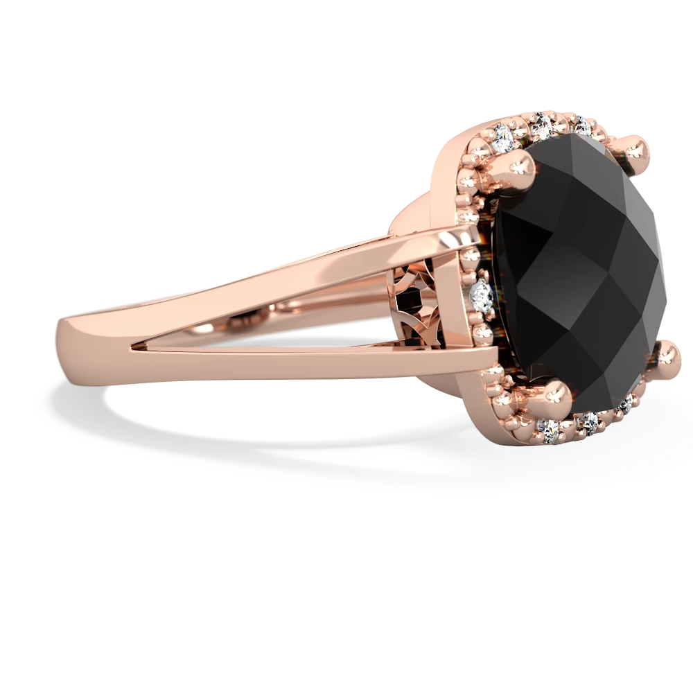 Onyx Art Deco Cocktail 14K Rose Gold ring R2498