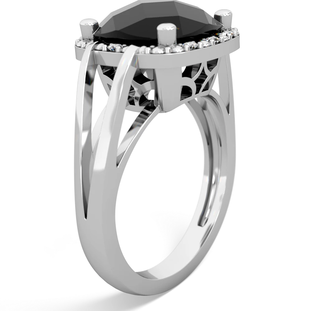 Onyx Art Deco Cocktail 14K White Gold ring R2498