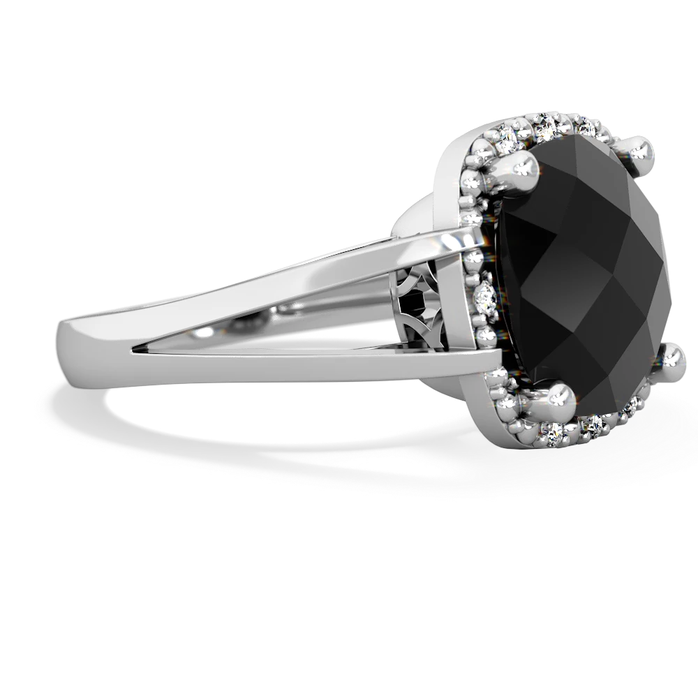 Onyx Art Deco Cocktail 14K White Gold ring R2498