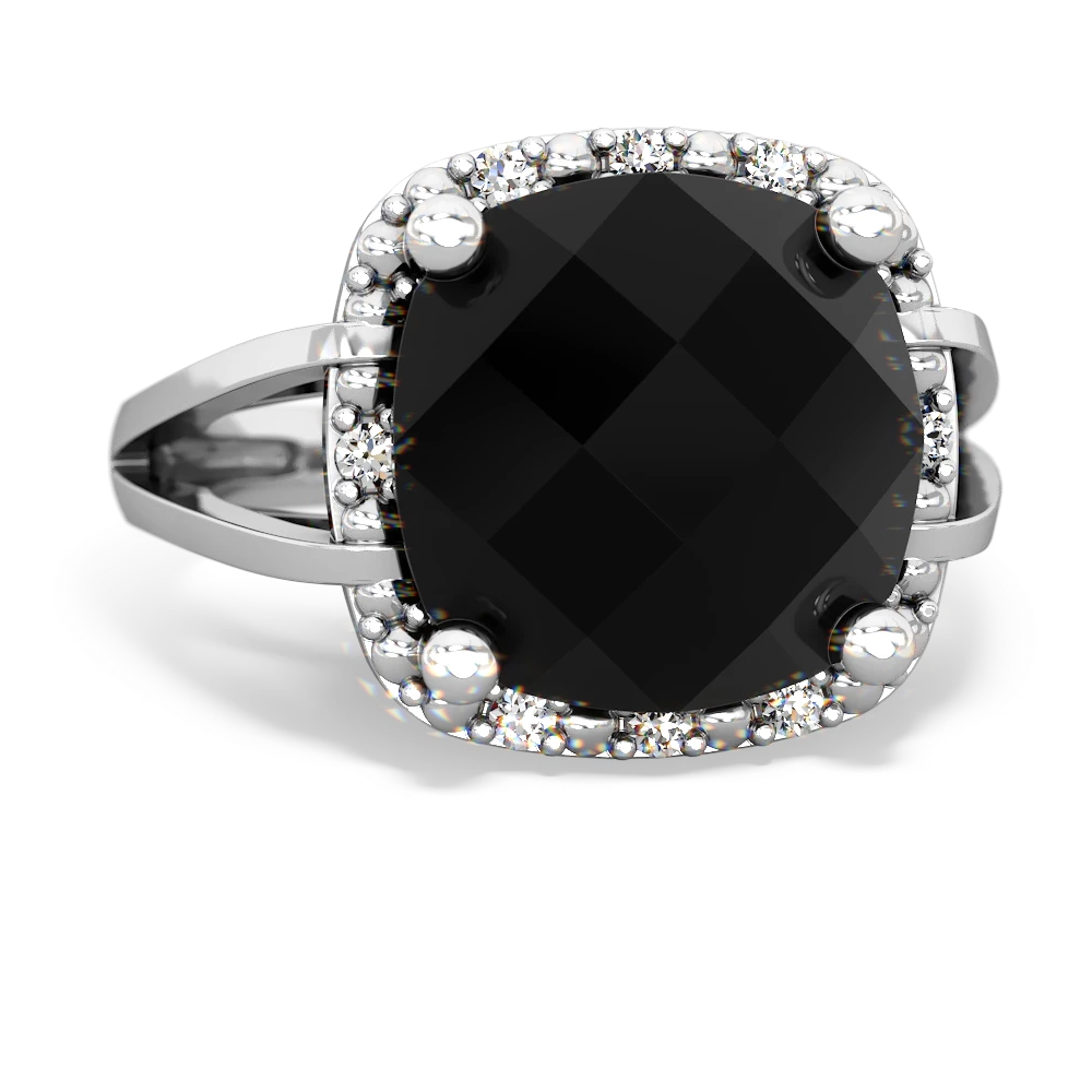 Onyx Art Deco Cocktail 14K White Gold ring R2498