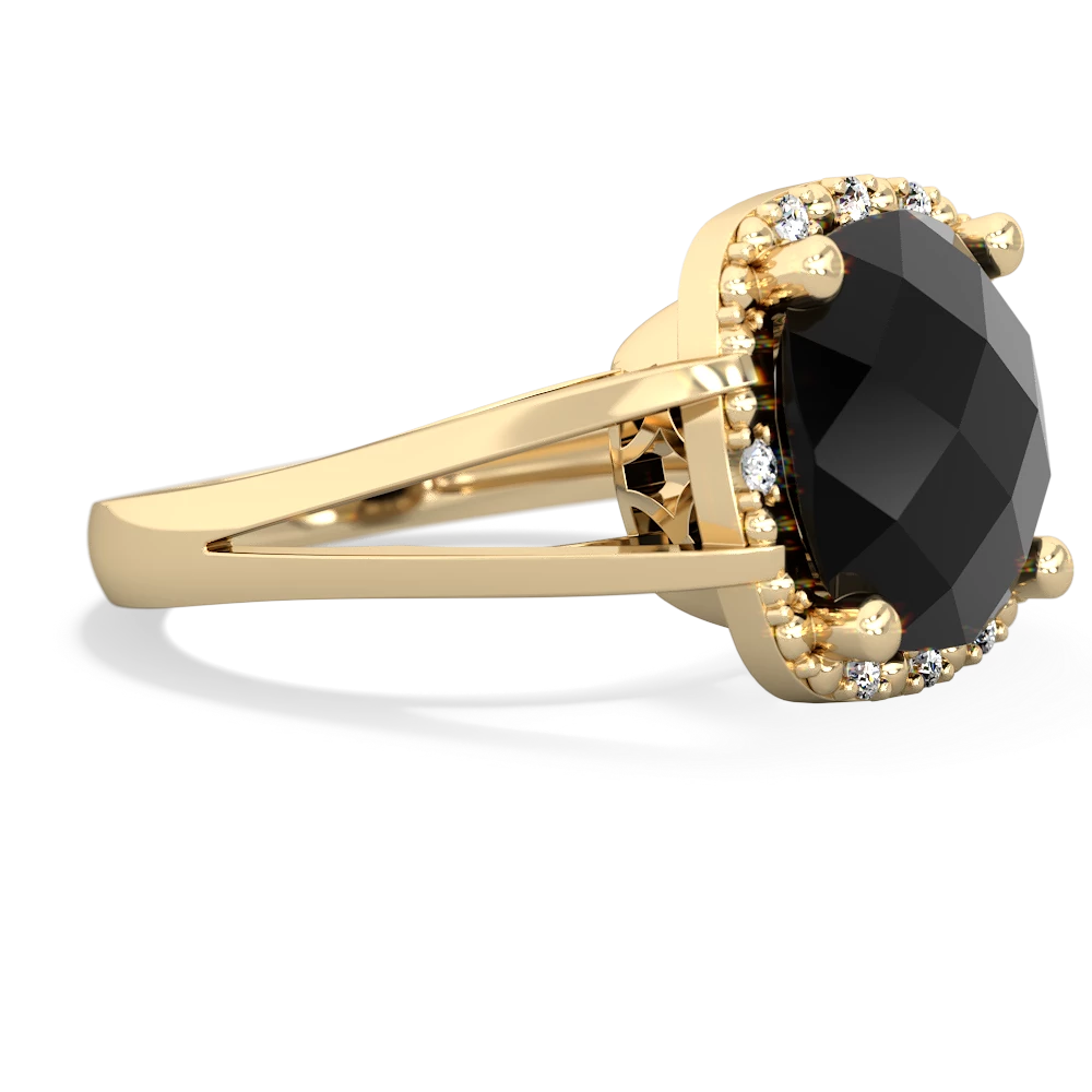 Onyx Art Deco Cocktail 14K Yellow Gold ring R2498