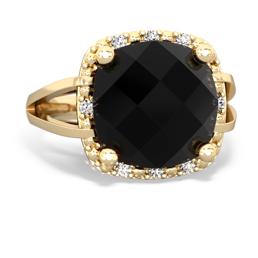 Onyx Art Deco Cocktail 14K Yellow Gold ring R2498