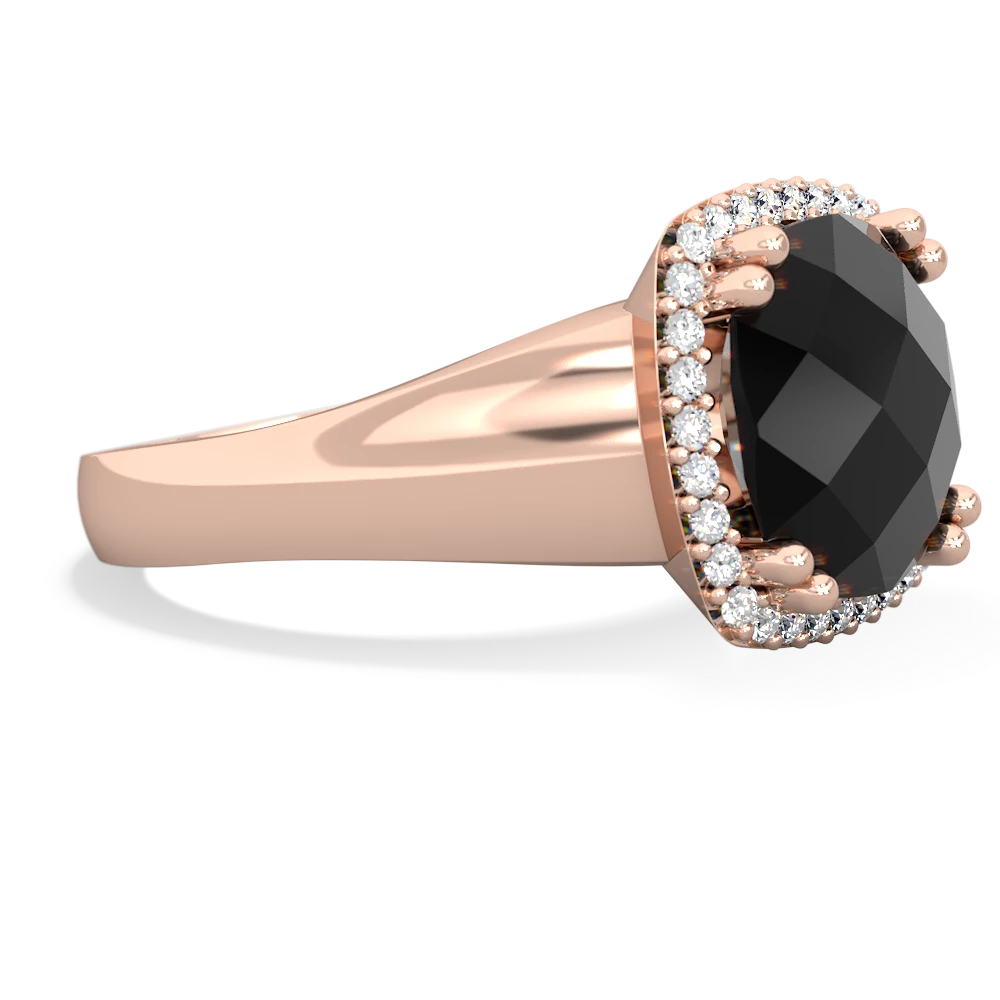 Onyx Halo Cocktail 14K Rose Gold ring R2544