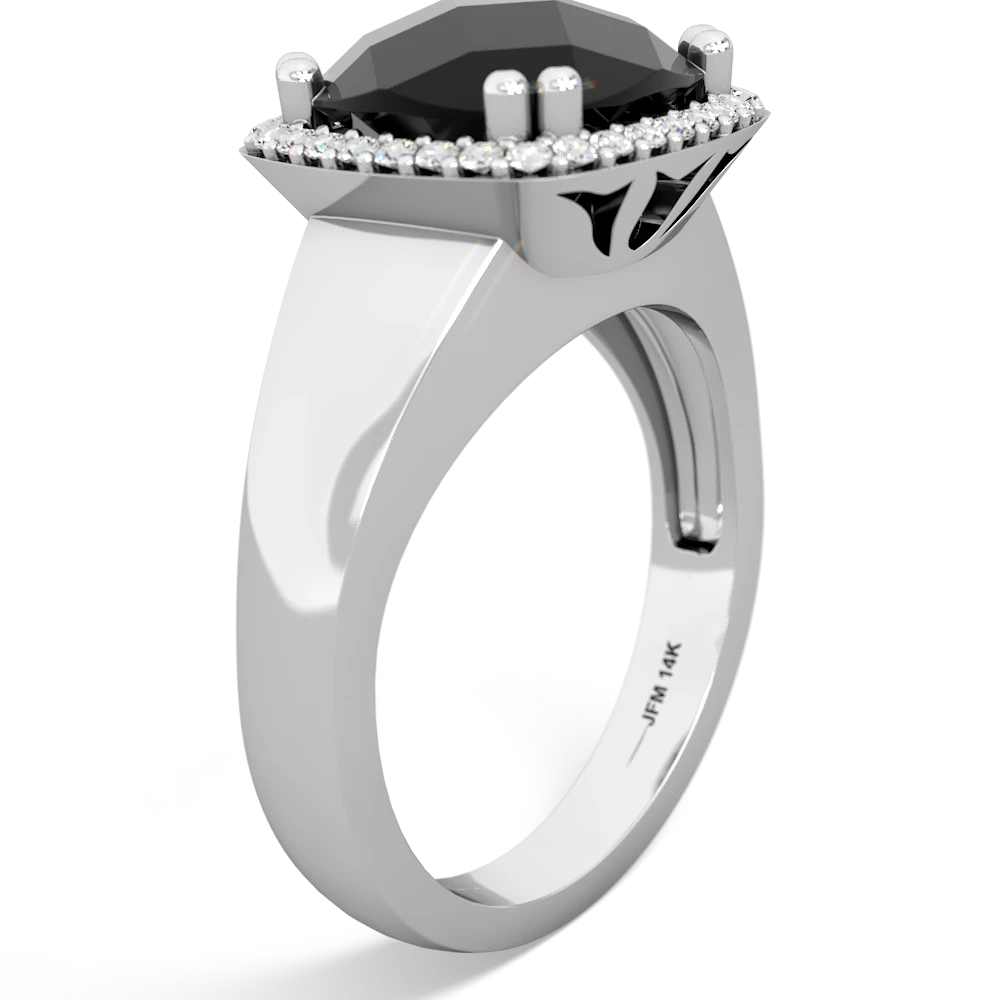 Onyx Halo Cocktail 14K White Gold ring R2544