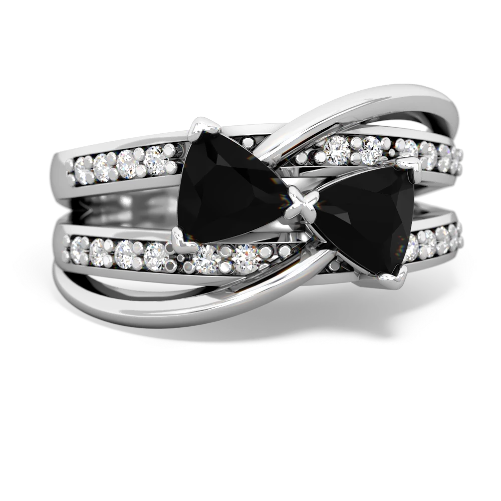 Onyx Bowtie 14K White Gold ring R2360