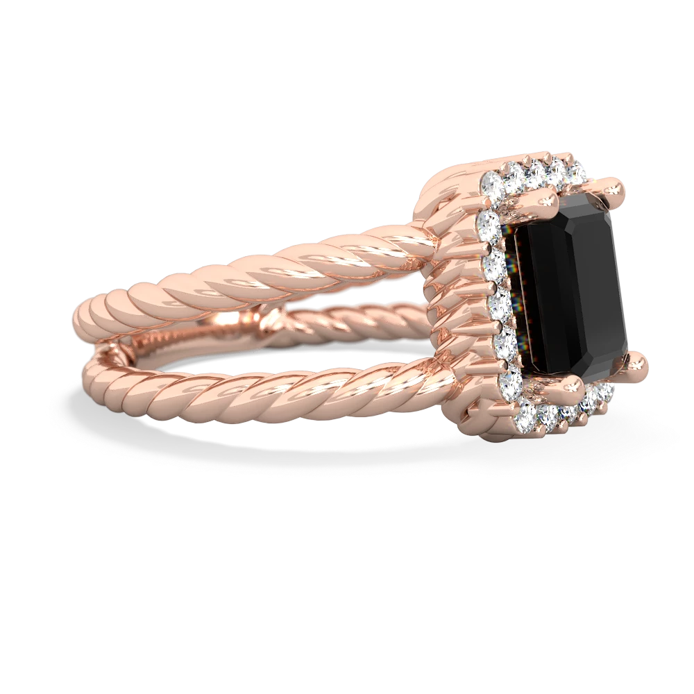 Onyx Rope Split Band 14K Rose Gold ring R2628