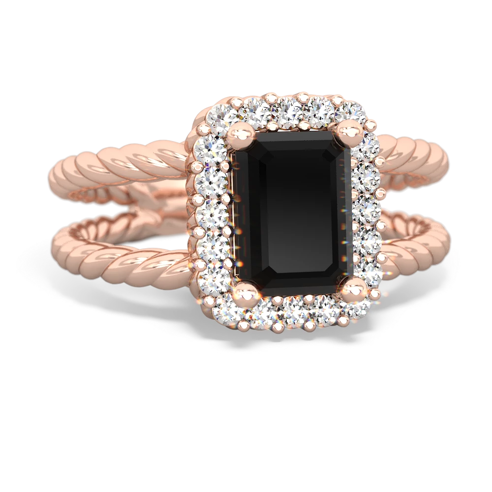 Onyx Rope Split Band 14K Rose Gold ring R2628