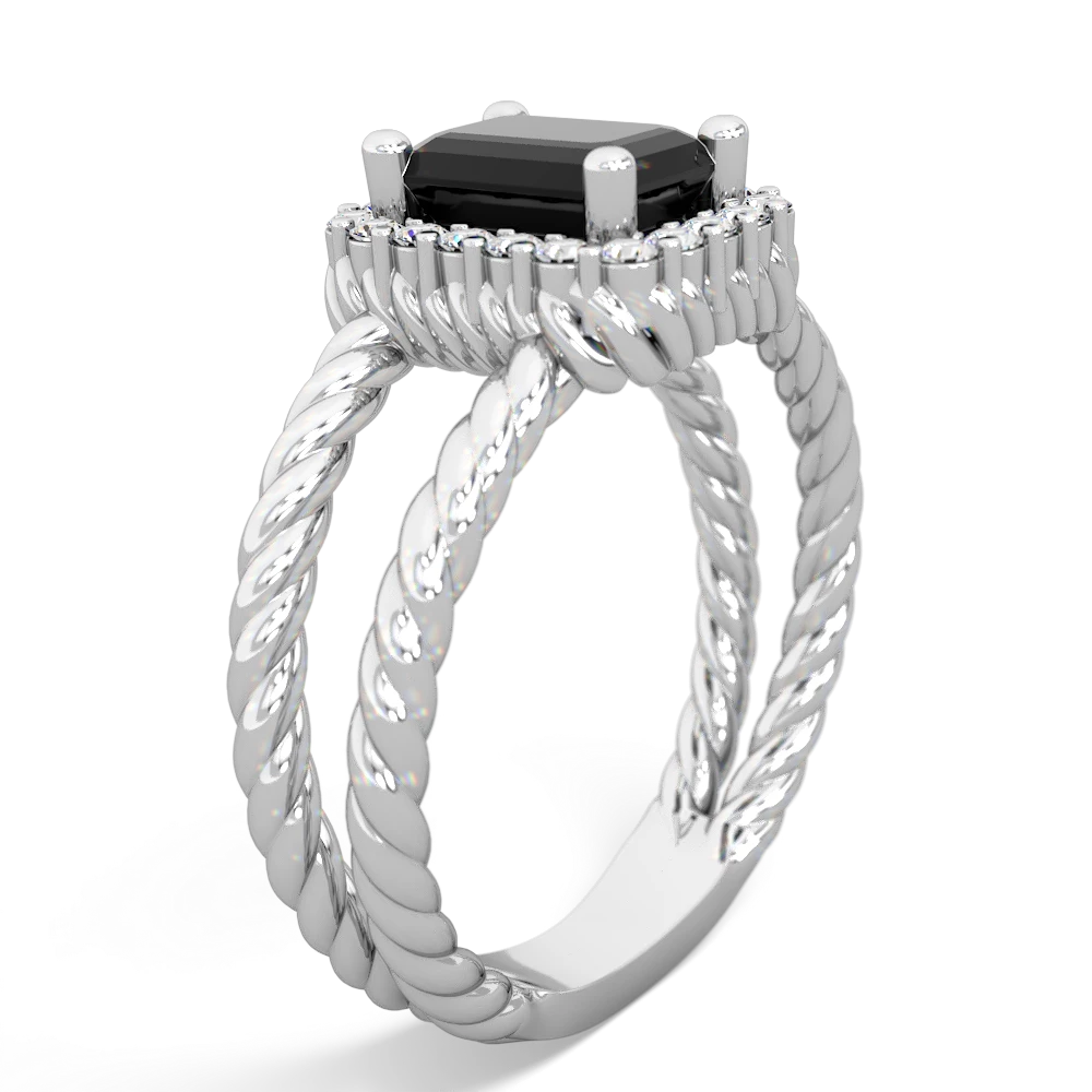 Onyx Rope Split Band 14K White Gold ring R2628