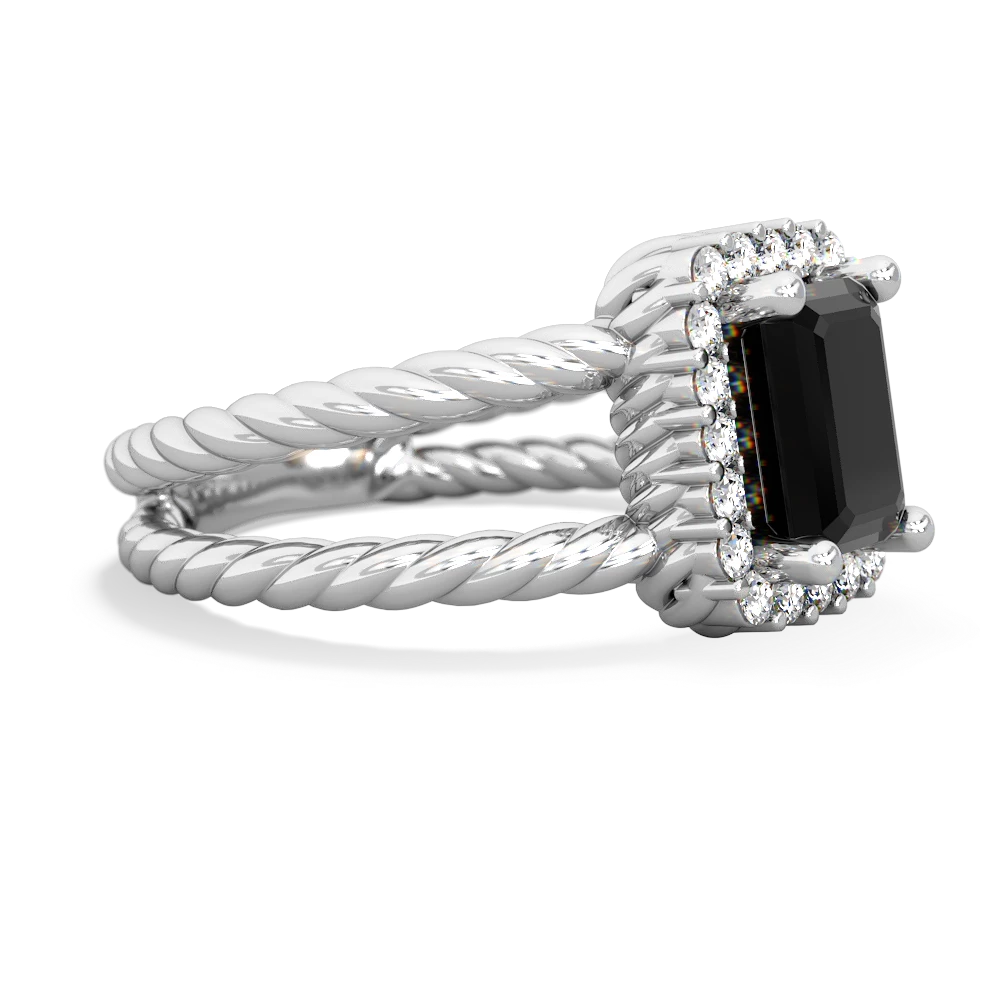 Onyx Rope Split Band 14K White Gold ring R2628