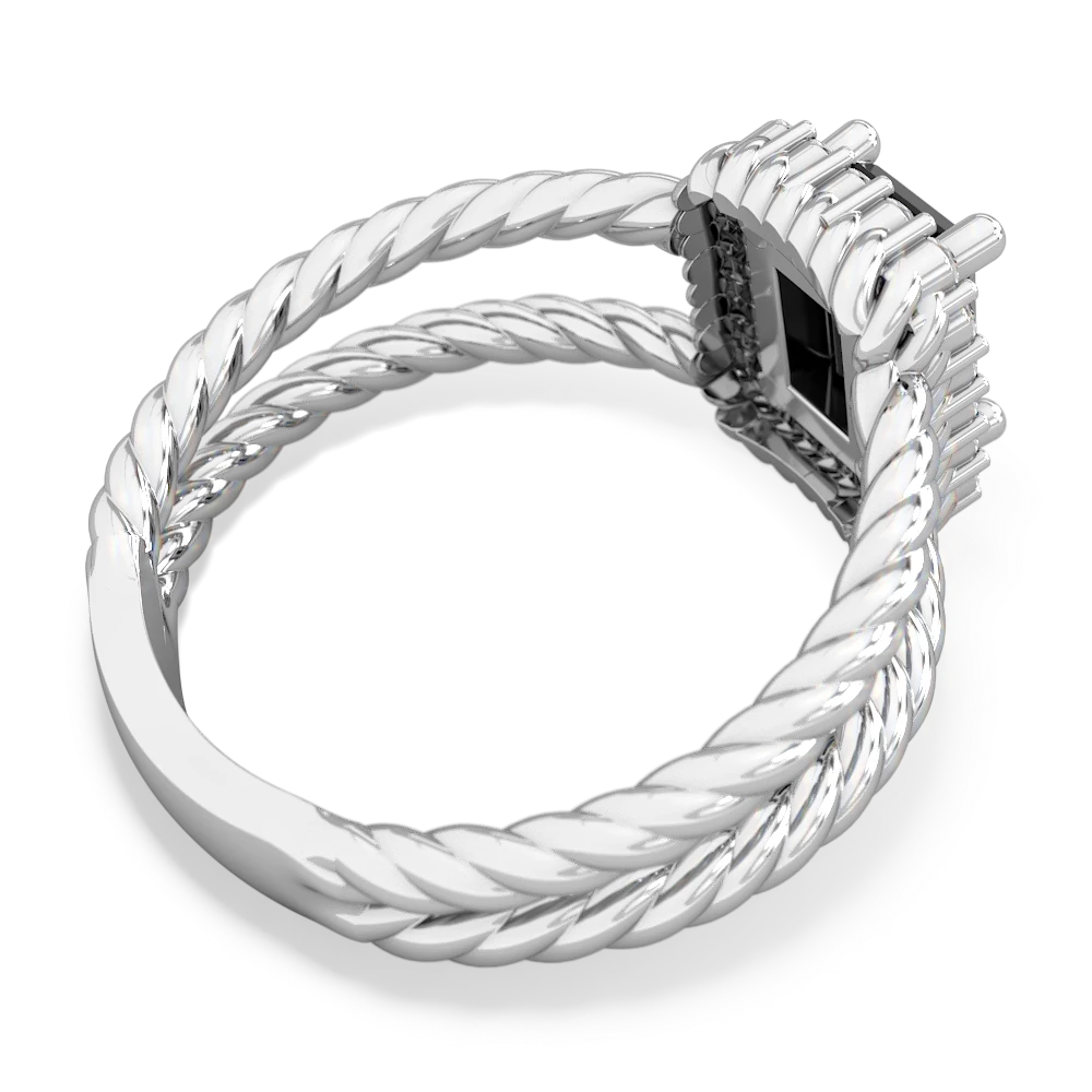 Onyx Rope Split Band 14K White Gold ring R2628