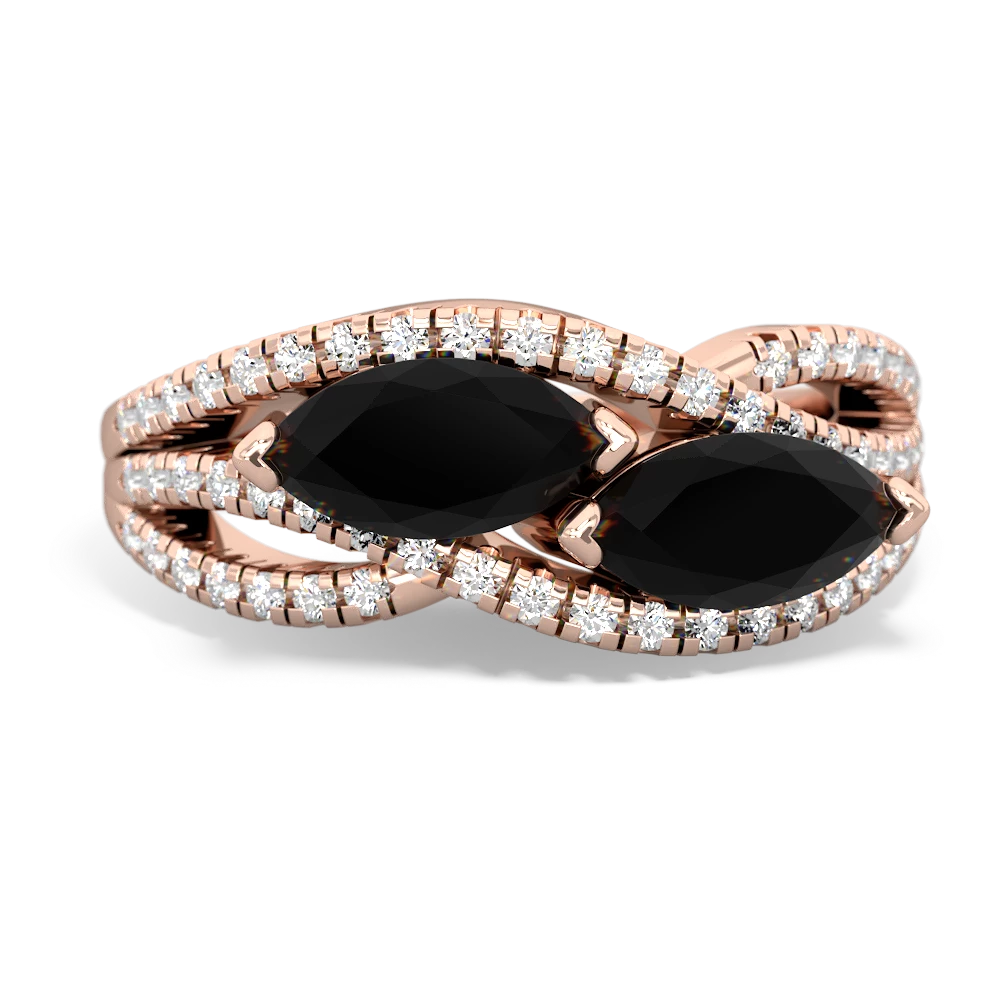 Onyx Diamond Rivers 14K Rose Gold ring R3070