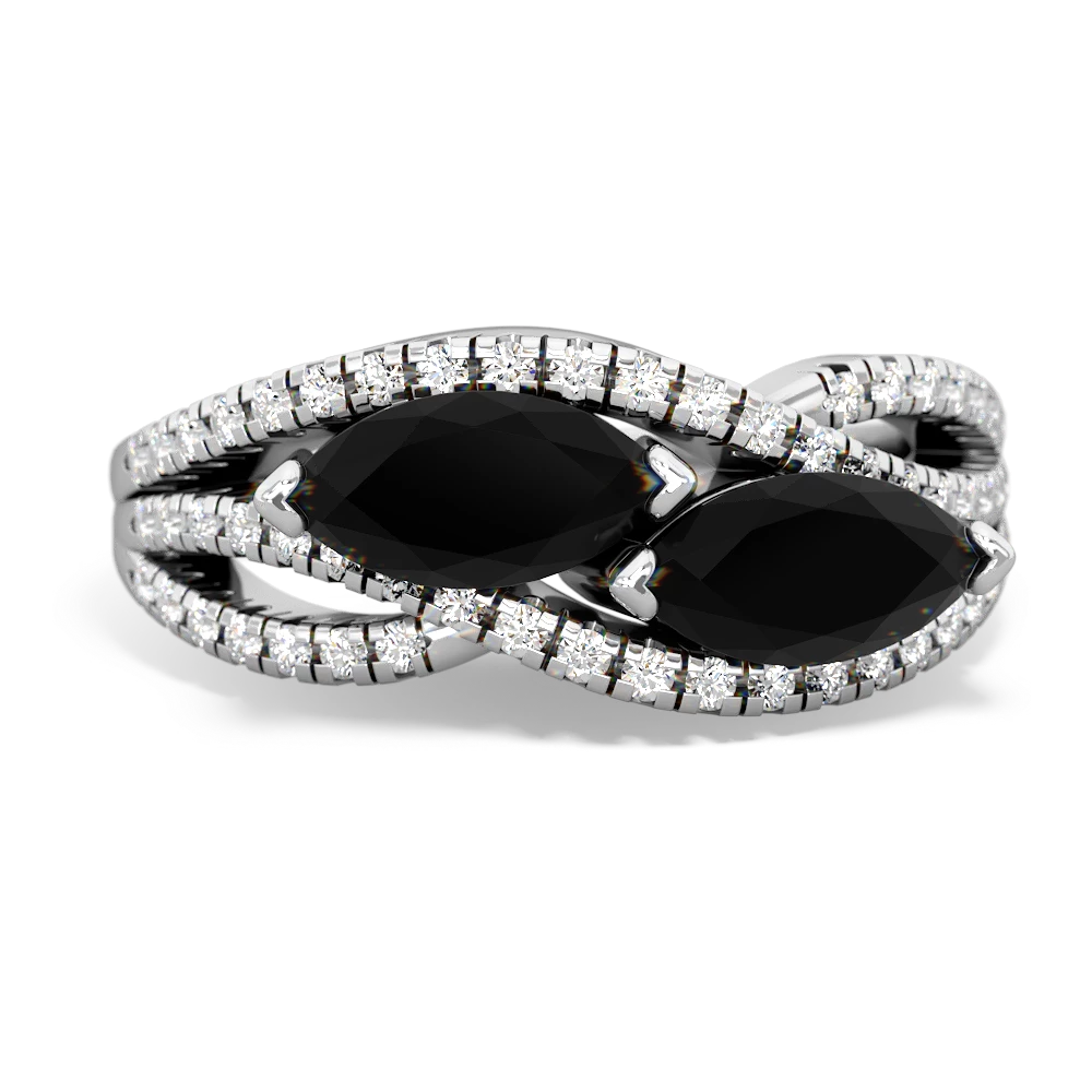 Onyx Diamond Rivers 14K White Gold ring R3070