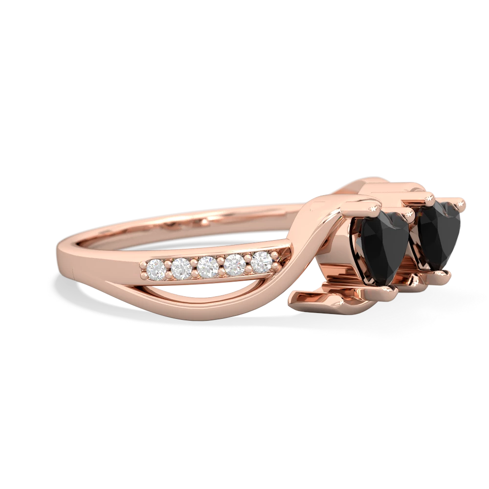 Onyx Side By Side 14K Rose Gold ring R3090