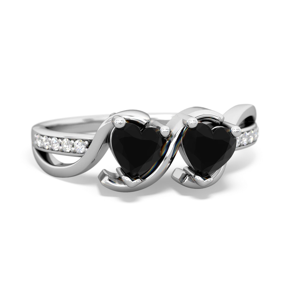 Onyx Side By Side 14K White Gold ring R3090