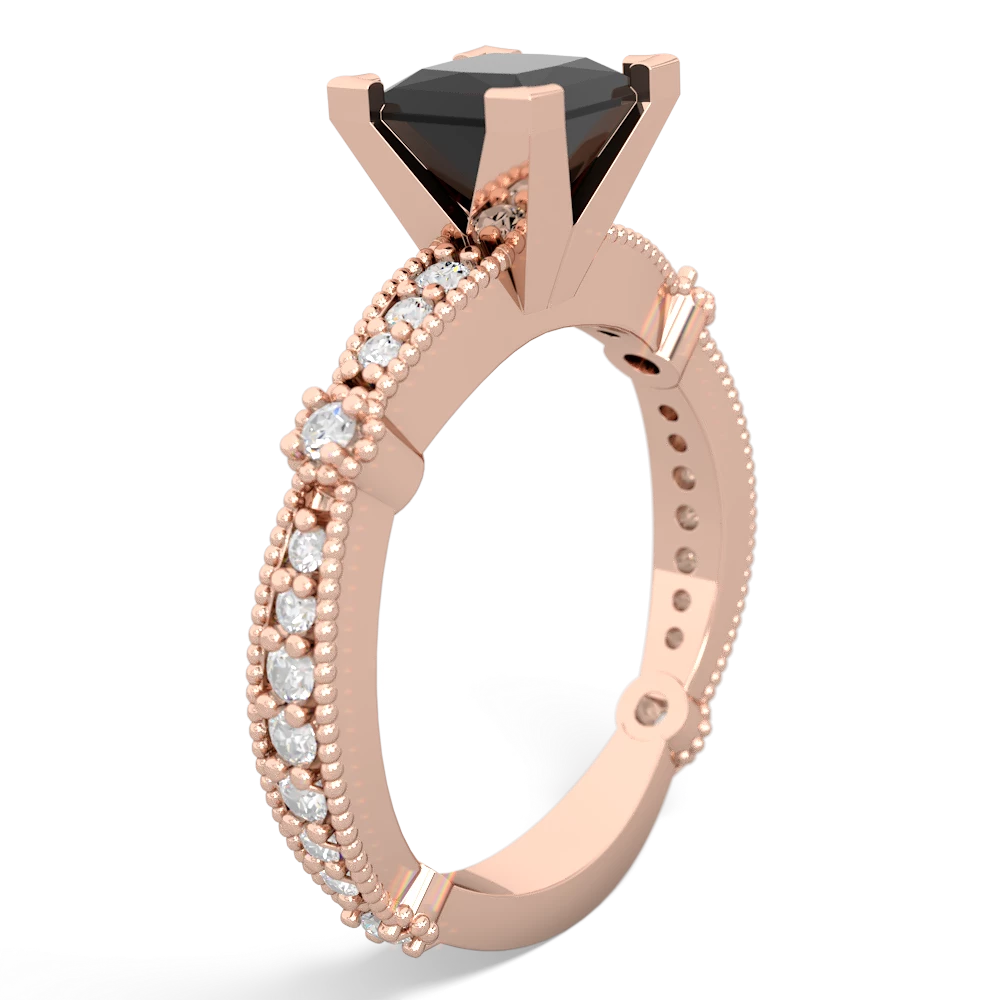 Onyx Sparkling Tiara 6Mm Princess 14K Rose Gold ring R26296SQ
