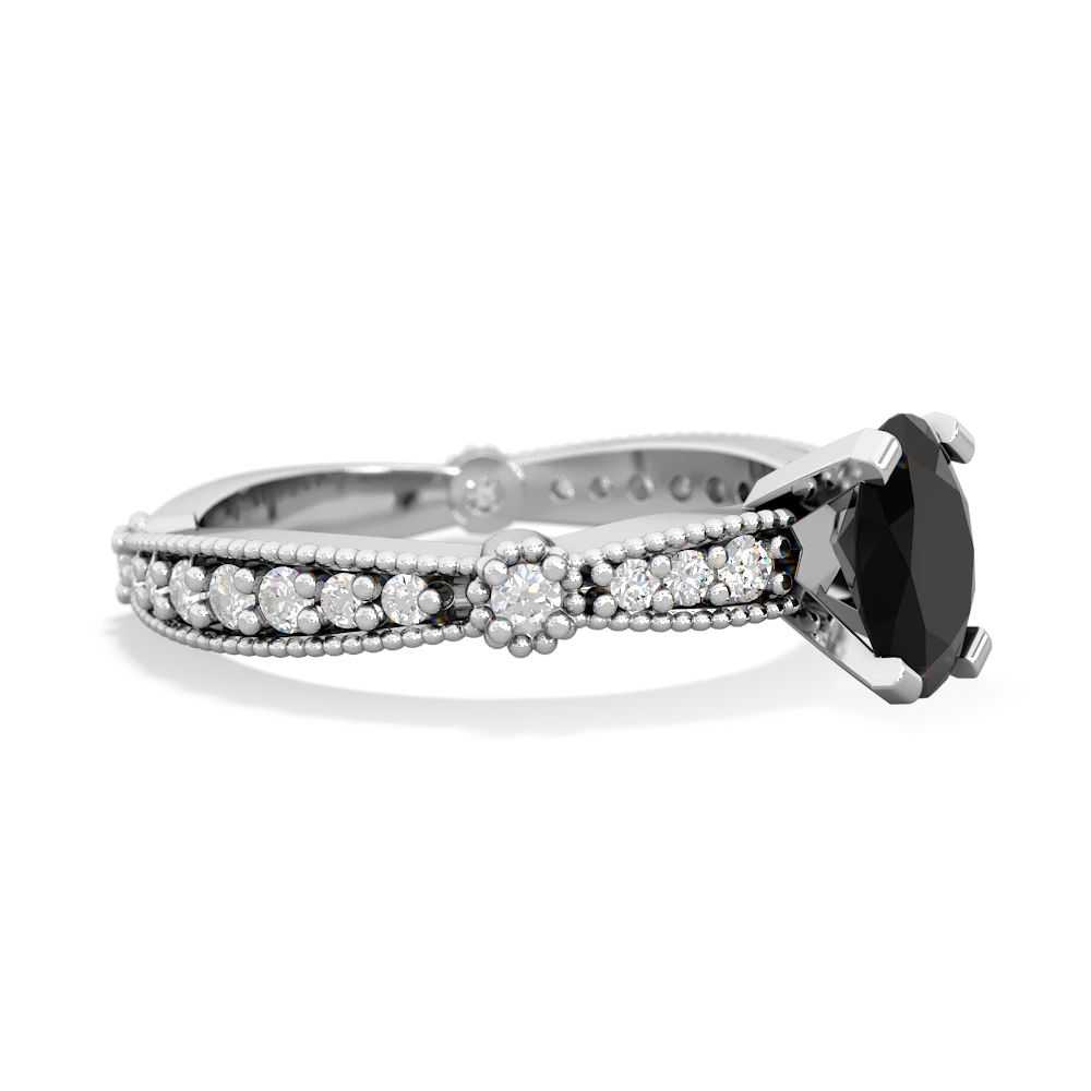 Onyx Sparkling Tiara 7X5mm Oval 14K White Gold ring R26297VL