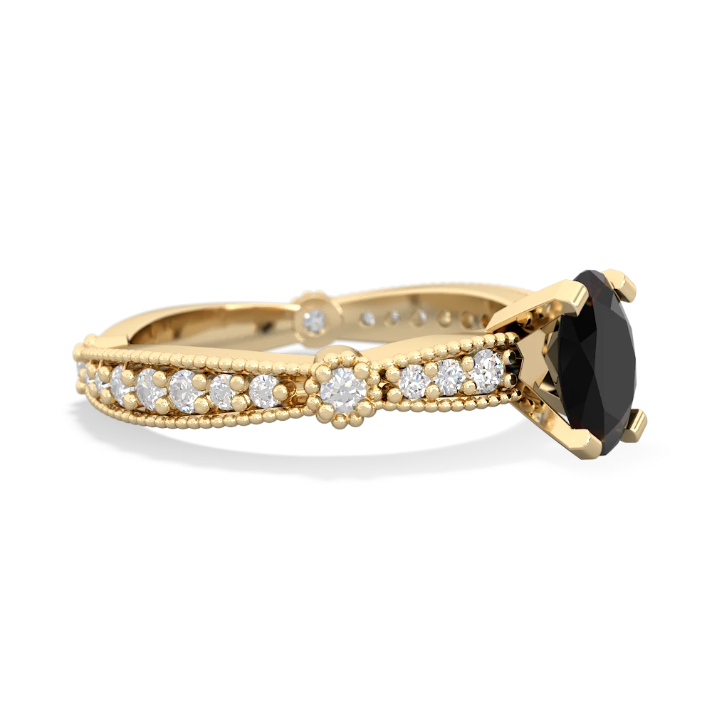 Onyx Sparkling Tiara 7X5mm Oval 14K Yellow Gold ring R26297VL