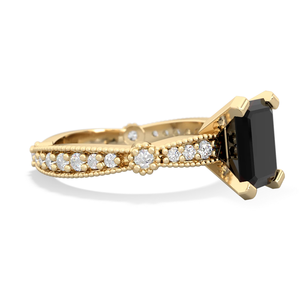 Onyx Sparkling Tiara 8X6 Emerald-Cut 14K Yellow Gold ring R26298EM