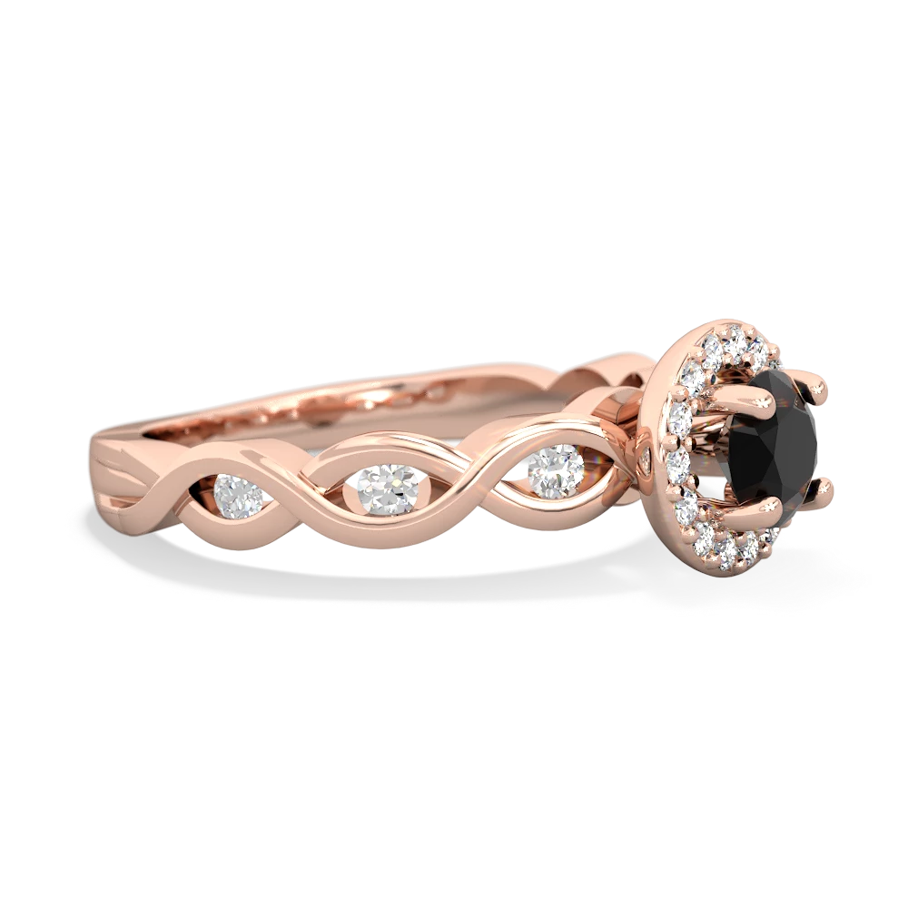 Onyx Infinity Halo Engagement 14K Rose Gold ring R26315RH